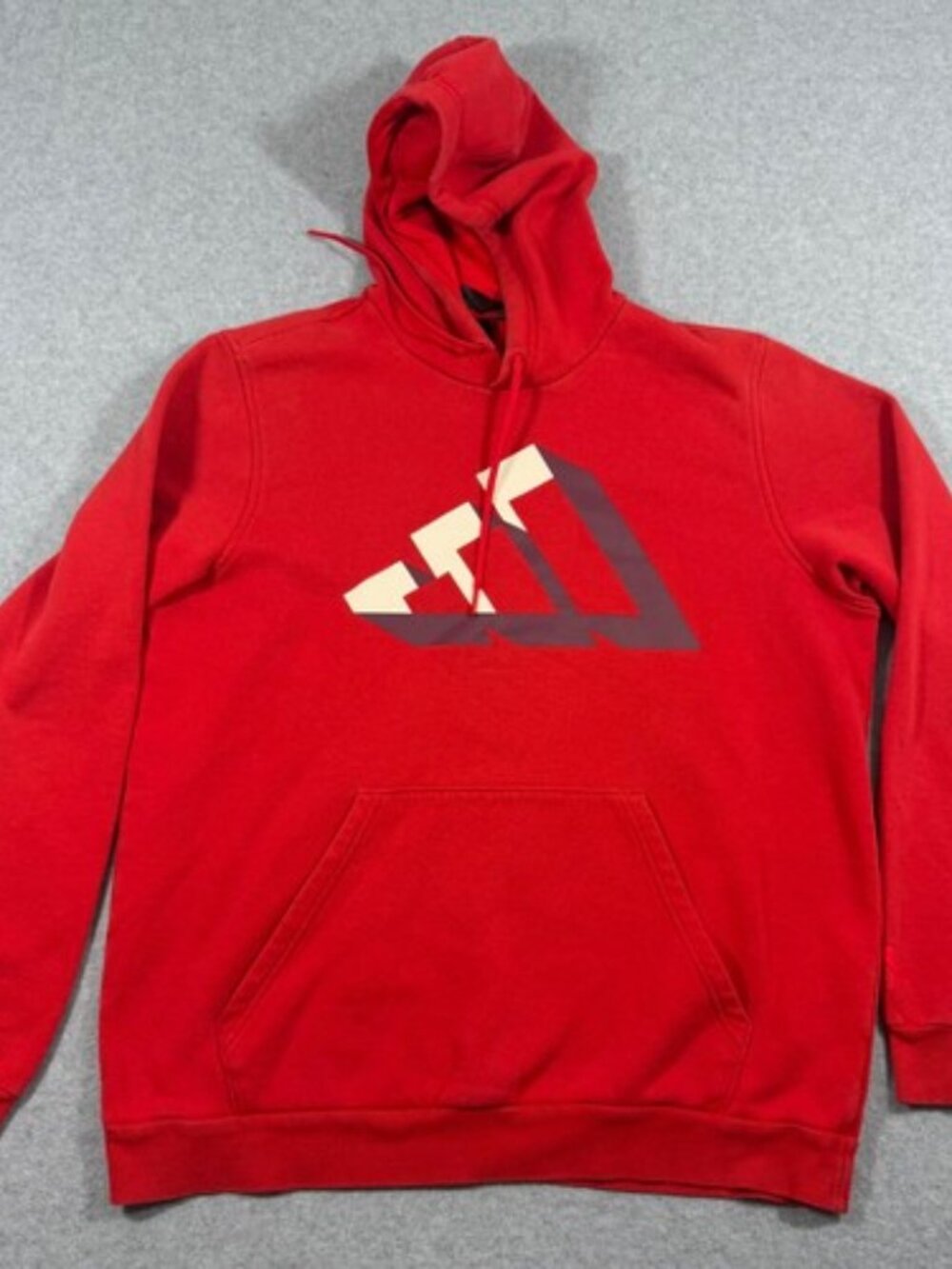 adidas Men’s M Red Logo Graphic Pullover Hoodie Fleece